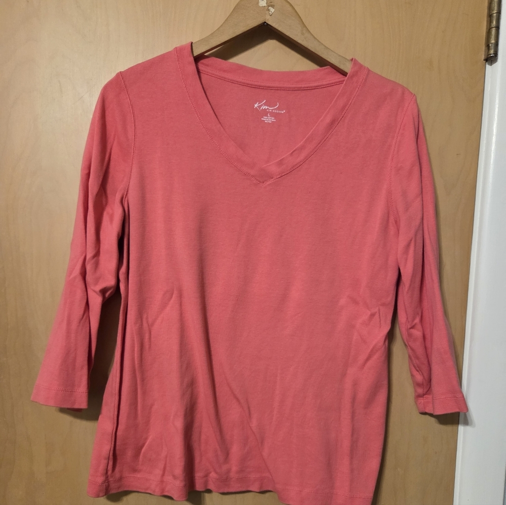 Pink 3/4 sleeve Kim Rogers top size Large